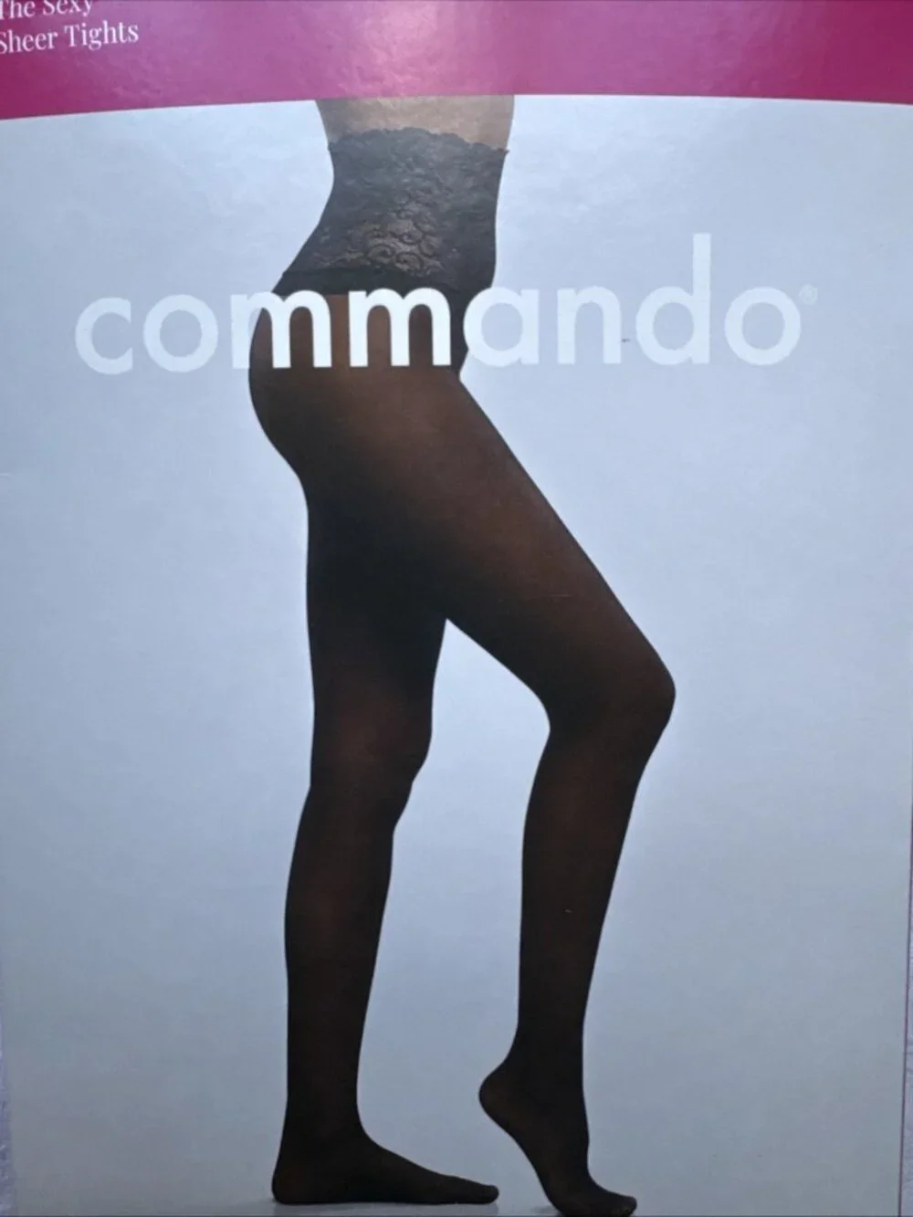Commando The Sexy Sheer Tights H10T14 Black S Small Hi Lace Waist MSRP $44 NEW